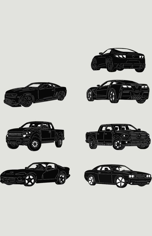 Modern American Muscle Car DXF Designs